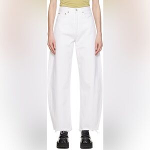 AGOLDE Luna White Pieced Taper Denim High Rise Wide Leg Jeans